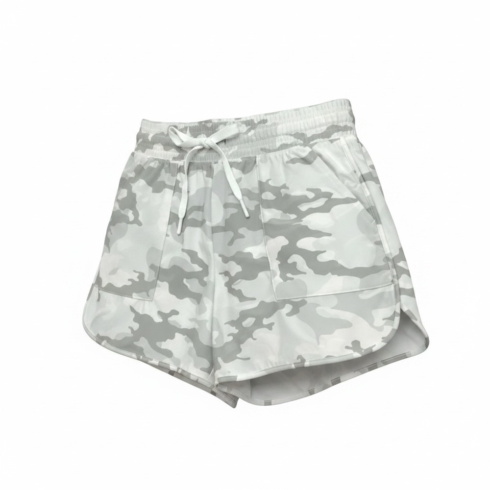 Athletic Works Womens Camo Print Dolphin Lined Shorts Grey White Small - Picture 1 of 6